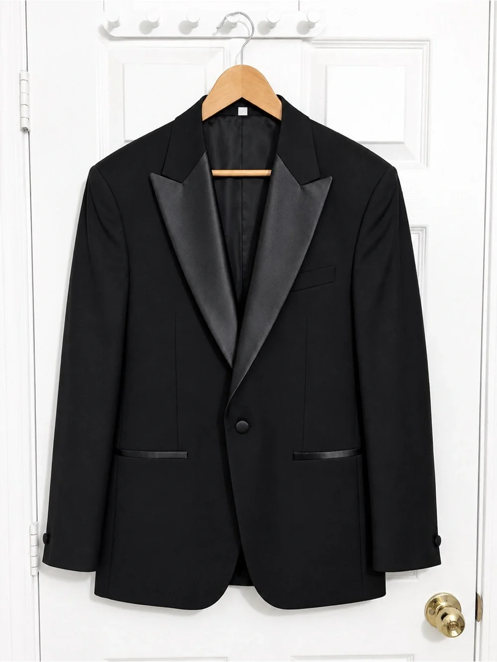 Black Men's Satin Lapel Tuxedo Blazer - Mark’s & Spencer